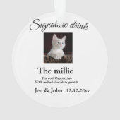 Signature drink add pet photo name date year text  ornament (Rückseite)