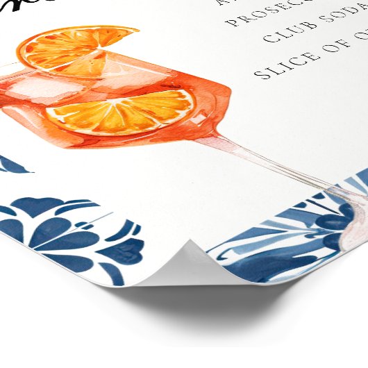 Signature Drink Aperol Positano Brautparty Zeichen Poster (Ecke)