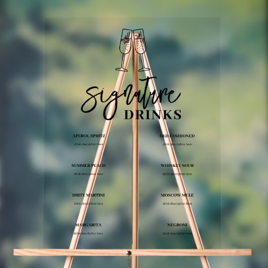 Signature Drink Bar Menu Akryllische Unterschrift Acrylschild (Neutral)
