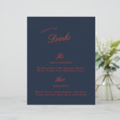 Signature Drink Deep Blue Black & Red Wedding Menü (Stehend Vorderseite)