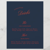 Signature Drink Deep Blue Black & Red Wedding Menü (Vorderseite)
