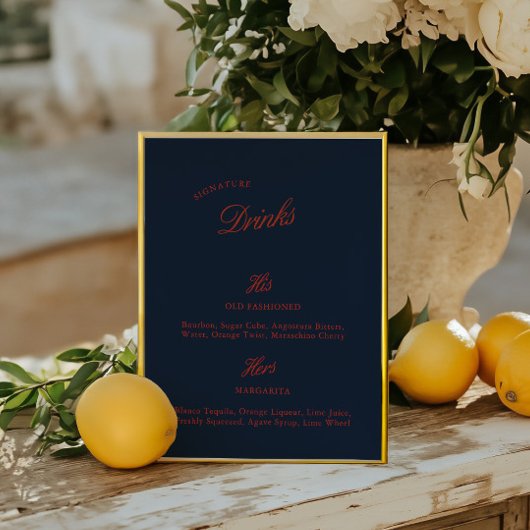 Signature Drink Deep Blue Black & Red Wedding Menü