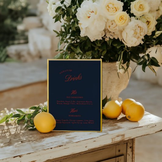 Signature Drink Deep Blue Black & Red Wedding Menü
