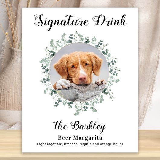 Signature Drink Dog Bar Custom Foto Pet Hochzeit Poster