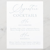 Signature Drink Dusty Blue & White Wedding Menü (Vorderseite)