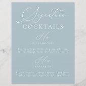 Signature Drink Dusty Blue & White Wedding Menü (Vorderseite)