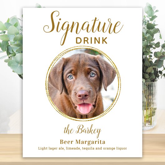 Signature Drink Elegante Gold Pet Hochzeit Foto Poster