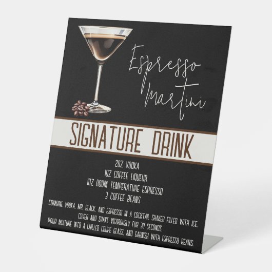 Signature Drink, Espresso Martini, Party Menü Sockelschild (Vorderseite)