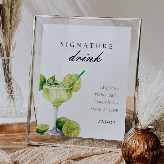 Signature Drink Margarita Bridal Fiesta Zeichen Poster