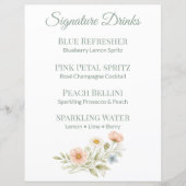 Signature Drink Menu Sign Wildflower Paper Sheet (Vorderseite)