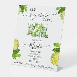 Signature Drink, Mojito Rezept Brautparty Drink Sockelschild