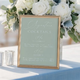 Signature Drink Sage Green & White Wedding Menü