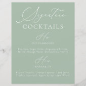 Signature Drink Sage Green & White Wedding Menü (Vorderseite)