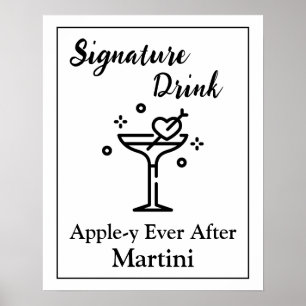 Signature Drink Sign for Wedding Bar Martini Poster