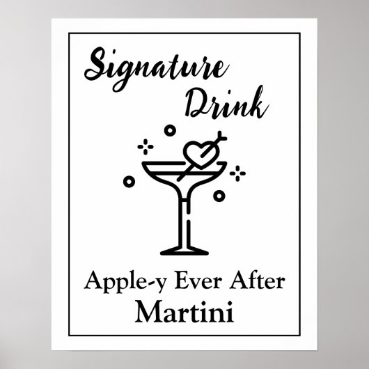 Signature Drink Sign for Wedding Bar Martini Poster (Vorne)