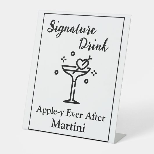 Signature Drink Sign for Wedding Bar Martini Sockelschild (Vorderseite)