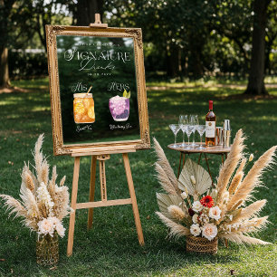 Signature Drink Wedding Bar Sign Cling Fensteraufkleber