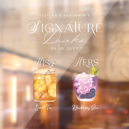 Signature Drink Wedding Bar Sign Cling Fensteraufkleber (Blatt 2)