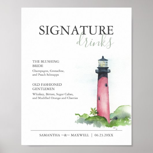 Signature Drinks 8x10 Beach Hochzeitszeichen Poster (Vorne)