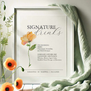 Signature Drinks 8x10 Florale Hochzeitstafel Poster