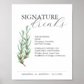 Signature Drinks 8x10 Rosemary Wedding Sign Poster (Vorne)