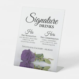 Signature Drinks Amethyst Lila Rose Hochzeit Sockelschild
