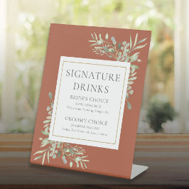Signature Drinks Aquarell Landschaft Terracotta Sockelschild