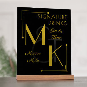 Signature Drinks Art Deco 1920er Hochzeit Acrylschild