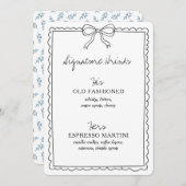 Signature Drinks auf der Hochzeitskarte Bar signie (Vorne/Hinten)