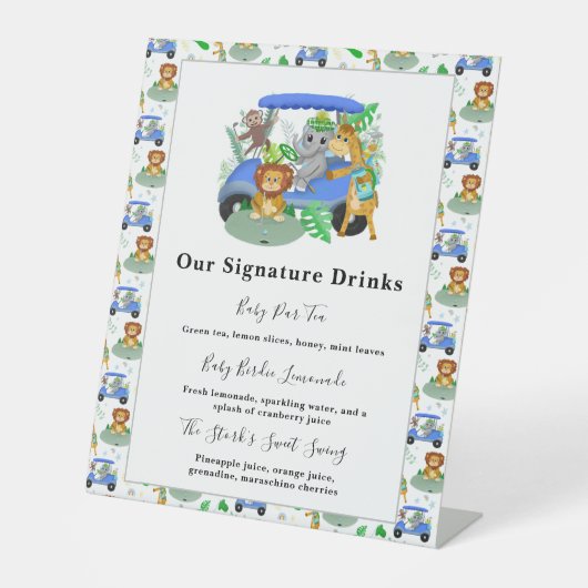 Signature Drinks Baby Boy Elephant & Monkey Golf Sockelschild (Vorderseite)