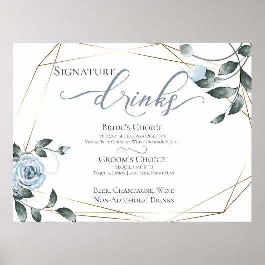 Signature Drinks Bar Menu (Gebärdensprache) Poster (Vorne)