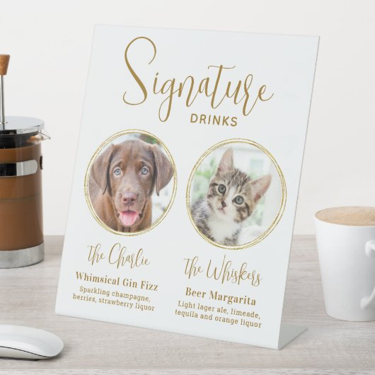 Signature Drinks Begleiter Hochzeit Gold Alkohol B Sockelschild (In Situ)