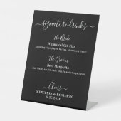 Signature Drinks Black Personalisiert Wedding Bar Sockelschild (Vorderseite)