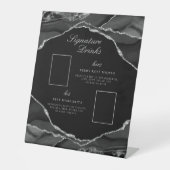 Signature Drinks Black Silver Agate Hochzeit Fotos Sockelschild (Vorderseite)