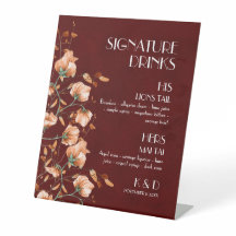 Signature Drinks Burgundy Burnt Orange Floral Fall
