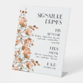 Signature Drinks Burnt Orange Bloral Hochzeit Sockelschild (Vorderseite)