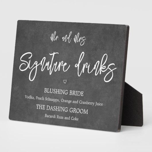 Signature drinks chalkboard sign Tabletop Plaque Fotoplatte (Seite)