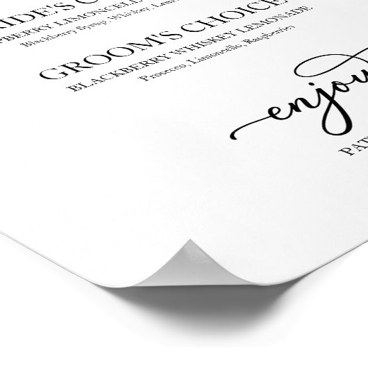 Signature Drinks Chic Black Script Poster (Ecke)
