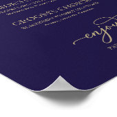 Signature Drinks Chic Gold Script Navy Blue Poster (Ecke)