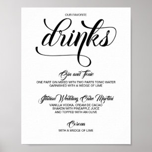 Signature Drinks Cocktails Hochzeitszeichen - Schw Poster