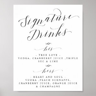 Signature Drinks Cocktails Wedding Bar Menu Signat Poster