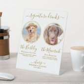 Signature Drinks Custom Foto Gold Pet Hochzeit Bar Sockelschild (In SItu)