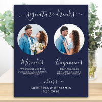 Signature Drinks Custom Foto Navy Blue Hochzeit