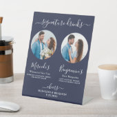 Signature Drinks Custom Foto Navy Blue Hochzeit Sockelschild (In SItu)