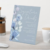 Signature Drinks Dusty Blue Floral Hochzeit Sockelschild (In SItu)