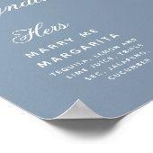 Signature Drinks dusty Blue Simple Wedding Sign Poster (Ecke)