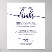Signature Drinks Elegant Chic Navy Blue Signature Poster (Vorne)