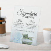 Signature Drinks Elegant Dusty Blue Rose Hochzeit Sockelschild (In SItu)