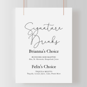 Signature Drinks Elegant Einfaches Zeichen für Kal Poster