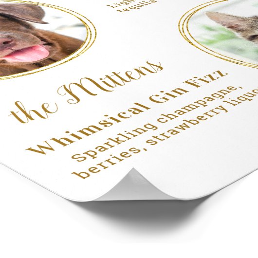 Signature Drinks Elegant Gold Pet Hochzeit 2 Foto Poster (Ecke)